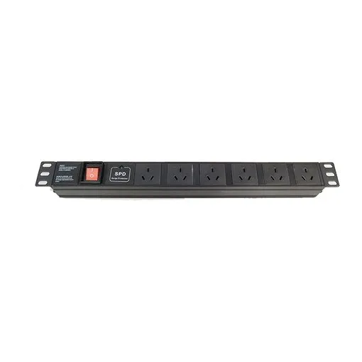 Server Rack 1U 6Way Horizontal Mount Power Distribution Unit (PDU) Male Plug