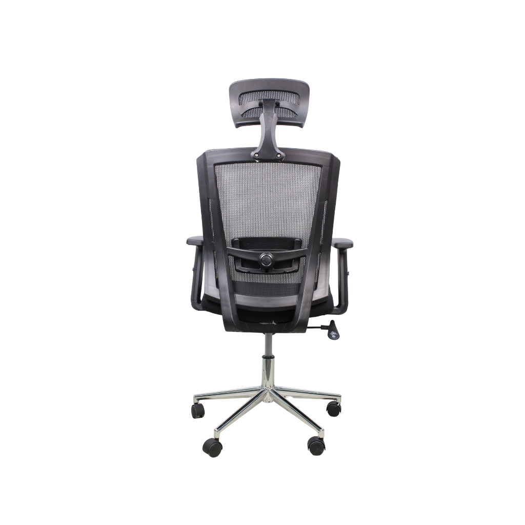 Thumbnail for Black Mesh Office Chair ~ Ergonomic Headrest with Chrome Base