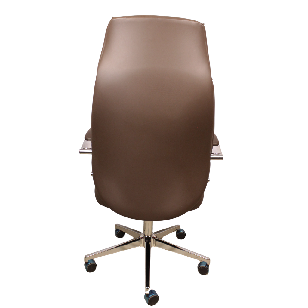 Thumbnail for Brown Executive Leather Office Chair ~ High Back, Chrome Base