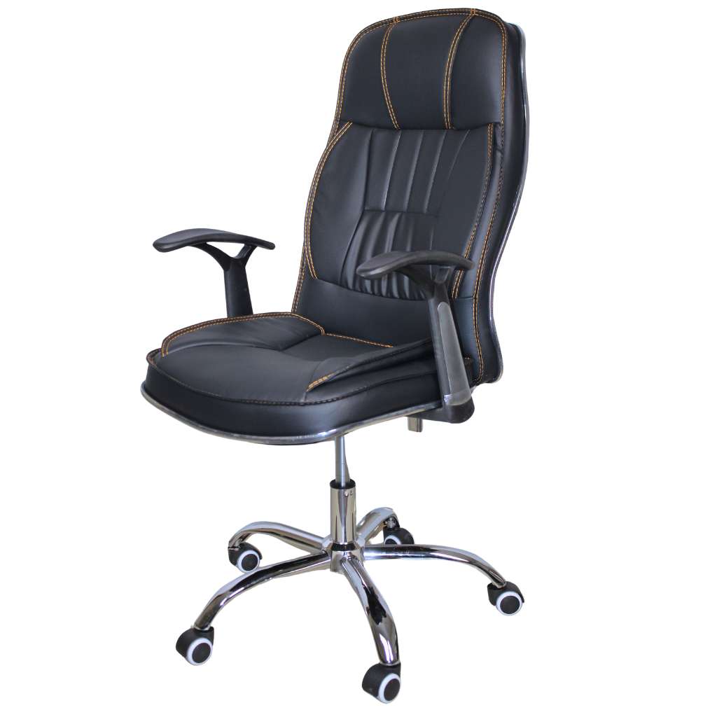 Thumbnail for Executive Leather Office Chair ~ High Back, Padded Armrests