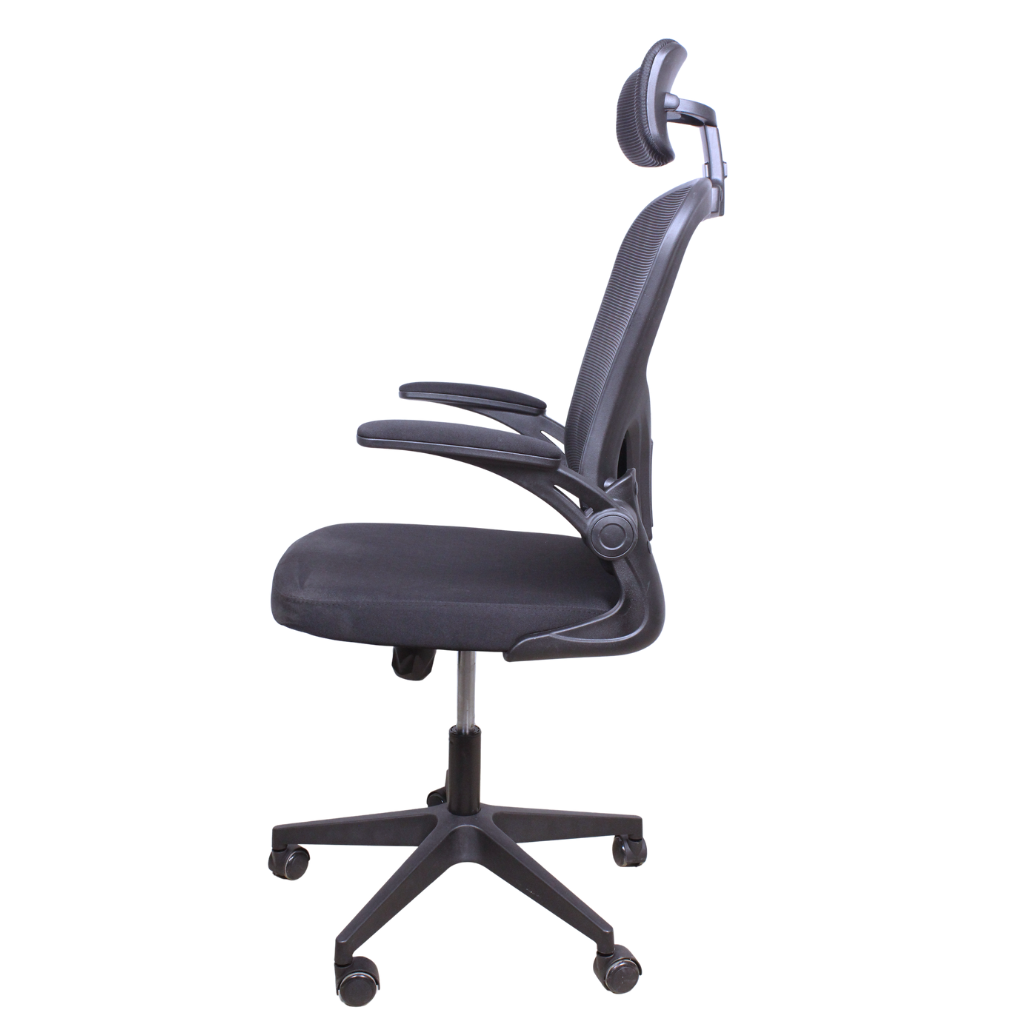 Thumbnail for Grey Ergonomic Office Chair ~ Flip Up Arms, Adjustable Headrest