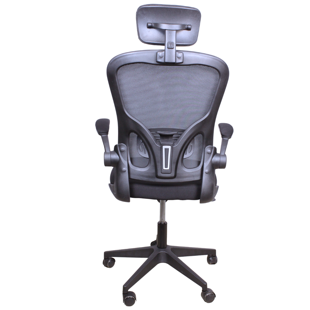 Thumbnail for Grey Ergonomic Office Chair ~ Flip Up Arms, Adjustable Headrest